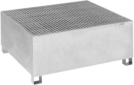 eurokraft | Stahl-Auffangwanne für Tankcontainer IBC/KTC | für 1 x 1000-l-Container / 4 x 200-l-Fass stehend | feuerverzinkt