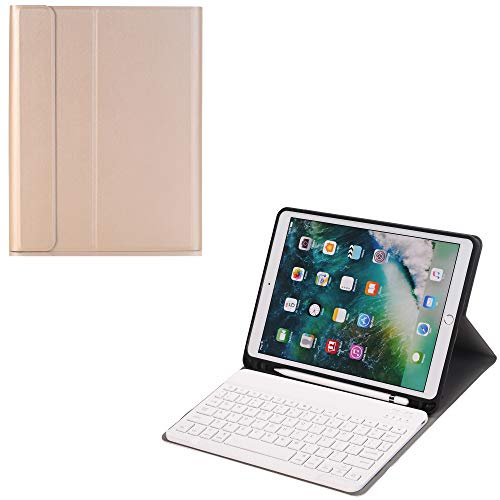 J&H - Funda con Teclado para iPad Pro 10,5 (Piel sintética, Teclado inalámbrico con Bluetooth para iPad Pro 10.5)