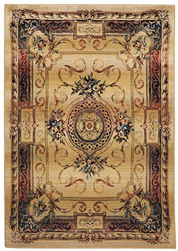 Theko Classic Gabiro Klassisk orientalisk matta, slitstark och mycket robust i färgen beige-guld, mått: 160 cm x 160 cm, 417781