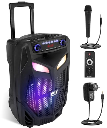 Pyle Cassa Bluetooth Portatile 800 Watt, Altoparlante Bluetooth con Subwoofer 30cm, Microfono Wireless, Ruote, Batteria Integrata 4 ore, Karaoke, Feste e Esterni