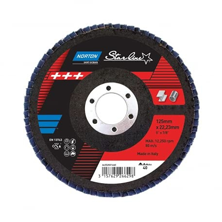 Norton Starline - Disco abrasivo in allumina, grana 120, 125 mm, 12,7 cm, 10 pezzi