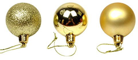 Bodhi2000 24 Stück Christbaumkugeln, Kunststoff farbige Kugeln, galvanisierte hängende Kugeln, Heim-Party, Hochzeit, Weihnachtsbaum-Dekorationen, goldfarben