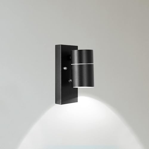 Unikcst Außenwandleuchten mit Dämmerungssensor Wandleuchte Up Down Schwarz | Wandleuchte IP44, inkl. 1x 5W GU10 LED Kaltweiß, automatische Beleuchtung per Dämmerungssensor, für Hauswand Eingang Terrasse