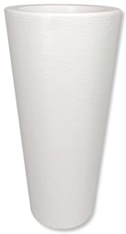 DARO DEKO Kunststoff Übertopf weiß 40cm hoch konisch Säule Blumen-Töpfe Pflanzkübel Topf Bodenvase