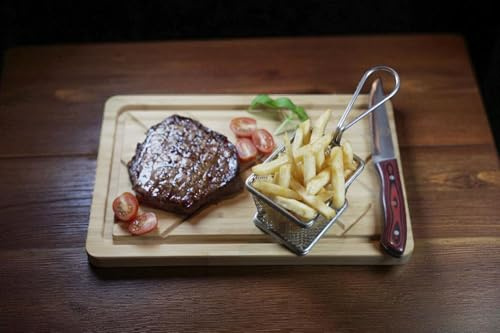 CUTTHRU Bamboo Wood Steak Board-100% Natural Bamboo Wood, Multipurpose Use as a Steak Board, Serving a Barbecue Platter, a Natural Bamboo Cutting Board-Water Resistant and Durable.