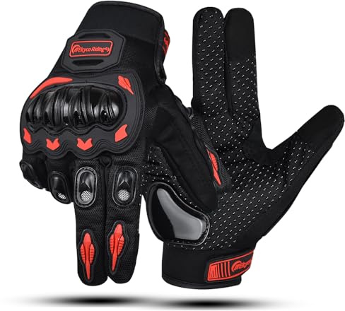 ELCYCO Guantes de motocicleta para mujer, pantalla táctil, para verano, moto, moto de suciedad, dedos completos, carreras de carretera, ciclismo, escalada, motocross (rojo, XL)
