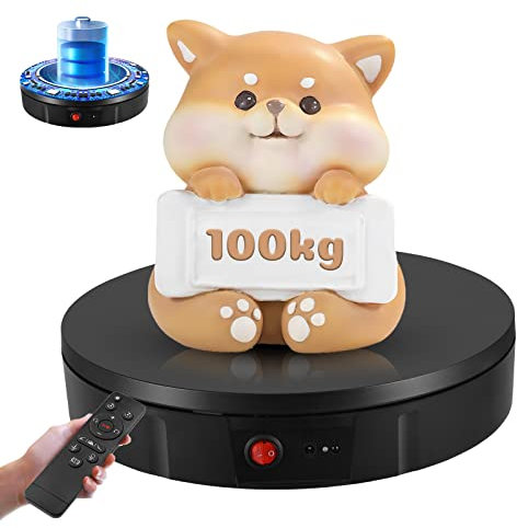 Drehteller Elektrisch 100kg 30cm Professioneller 360 Grad Elektrische Drehscheibe mit Wiederaufladbarer Batterie Automatische Drehplattform Drehteller für Schmuck Fotografie Produktanzeige