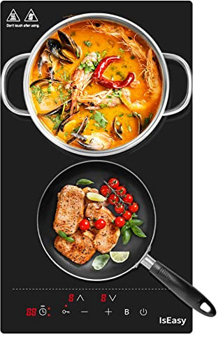 Plaque Induction 2 Feux, Double Plaque de Cuisson Electrique 3400W, Table de Cuisson Induction Encastrable, 30cm, Minuterie, Verrou Enfants