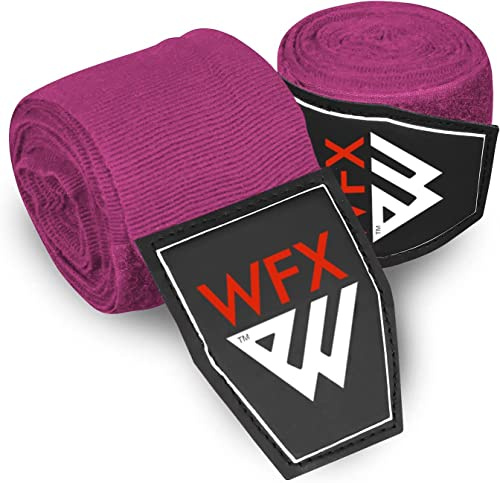 WFX Fasce Boxe 3,5m & 4,5m, Arti Marziali Bende Boxe, Supporto Polso Fascia Box'e per Pugni, Protezione Delle Dita, Allenamento Elastica Pesante per Box'e, MMA, Muay Thai (Rosa 4,5 M)