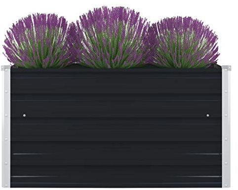 Keketa Letto da giardino rialzato in metallo, Fioriera, Vaso da giardino quadrato, per esterni, terrazza, erbe, 100 x 100 x 45 cm, in acciaio zincato, antracite