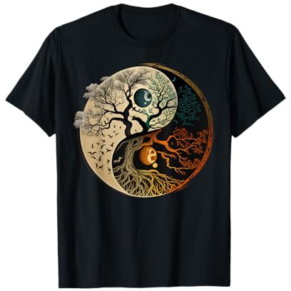 Spiritueller Yin Yang buddhistischer Baum des Lebens T-Shirt