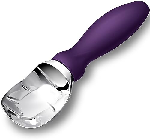 Rainspire Ice Cream Scoop Stainless Steel with Comfortable Handle, Ice Cream Scooper Heavy Duty, Ice Cream Spade Great for Spooning Frozen Hard Gelato and Sorbet, Cookie Dough, Melon, Purple