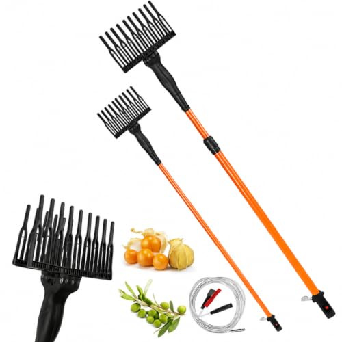Abbacchiatore per Olive a Batteria, Scuotitore Elettrico Telescopico con Batteria 12V 400W, Scuotiolive Professionale con Rastrello Antibloccaggio e Manico Ergonomico, Cavo con Morsetto Incluso