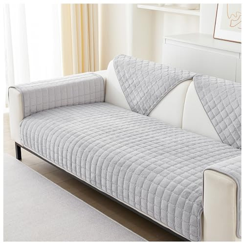 NUODWELL Sofabezug rutschfeste Sofadecke, Warmer Super Weicher Fleecedecke Sofabezug Hund Kratzschutz Katze für Sofa L Form/U Form/Ecksofa 4/3/2/1 Sitzer (Silbergrau, 110 x 240 cm)