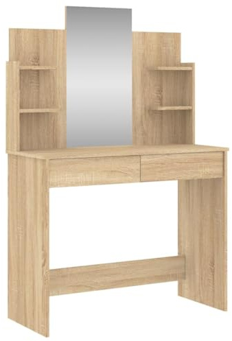 vidaXL Schminktisch mit Spiegel Sonoma-Eiche 96x39x142 cm