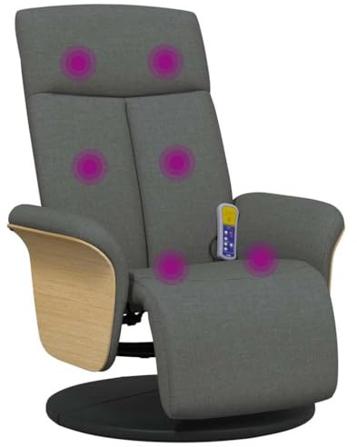 vidaXL Massagesessel mit Fußteil Dunkelgrau Stoff