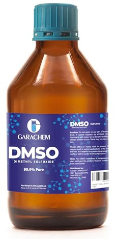 GARACHEM Reines DMSO in einer Glasflasche, reines flüssiges Dimethylsulfoxid, 237 ml, nicht verdünnt, geruchsarm