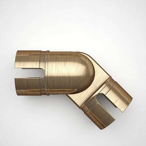 Rothley Handrail Adjustable Elbow Connector, 40mm, Antique Brass | Easy-fit diecast interior fitting pushes in to navigate corners between 90° and 180° for seamless staircase rails.