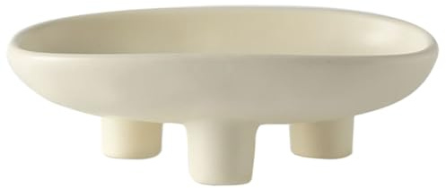 Fruktskål för kök, 3-ben, keramiska mellanmålsskålar 25 cm, oval fotskål, stor piedestal, skål dekorativ fruktserveringsbricka för bröd, mellanmål, sallad 1 mellanmålsskålar dekorativ skål med fot