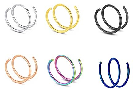 Decentraland 2 Stück 20G Durchmesser 6 mm Silber Doppelring Septum Nasenring Knorpel Aus Hypoallergenem Chirurgenstahl Nasen Lippen Tragus Ohrring Piercing Schmuck Für Damen Und Herren