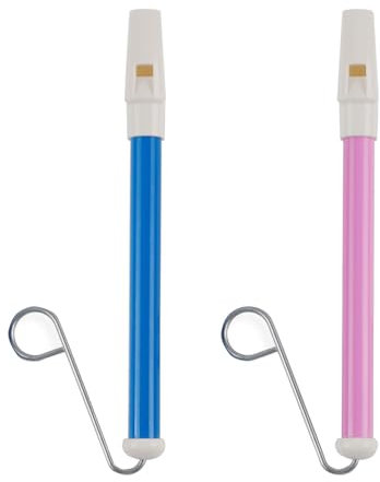 Slide Whistle Instrument, Kunststoff Metallgleitflöte Flöte Instrumente, 2 Stück Kunststoff Schiebepfeife mit Edelstahl-Gleitstangen für Jungen und Mädchen zum Üben von Musik für Anfänger, (Rosa/Blau)