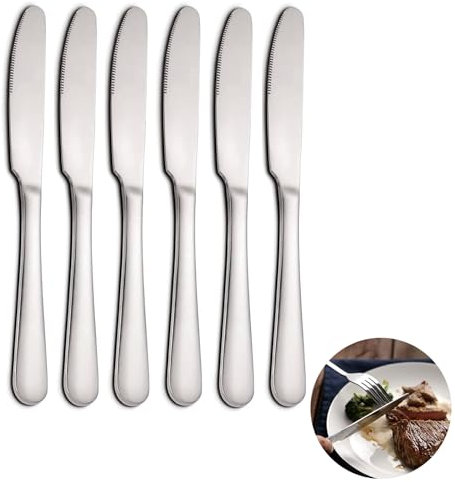 Ormromra Tafelmesser Set mit 6 Stück, 23 cm (9 Zoll) Messer Set, modernes Abendessen messer aus Edelstahl, Tafelmesser für die Gastronomie zu Hause, Hochglanzpoliert & Spülmaschinenfest