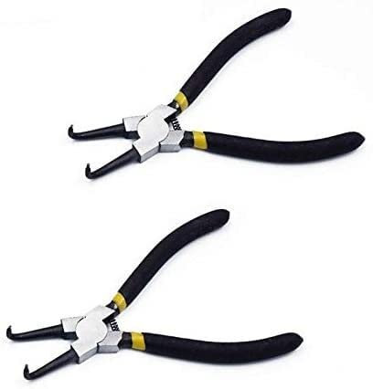 DIY Professional Repair Combination Self Grip Pliers Set，Bent Nose Circlip Plier 6/150mm Internal Bent Plier C Clip Remover Tool for Electrical and Wood Work, and Jewellery Making (Black, 1Pcs)
