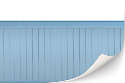 3 Blatt selbstklebende Ziegelmauer Wandverkleidung für Puppenhäuser Maßstab 1:12 (Holzvertäfelte Wand (hellblau))