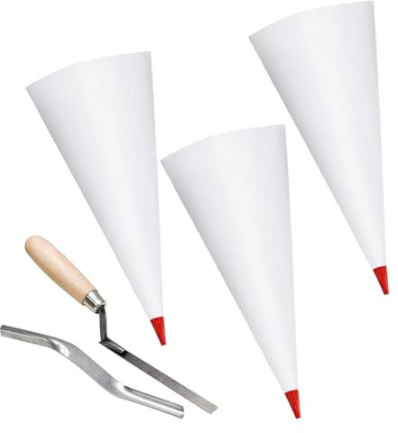 Corghd Paquete de 3 bolsas de mortero de mampostería para lechada de azulejos y juntas de ladrillos y punteros, bolsas de tuberías resistentes, bolsa selladora de lechada, color rojo