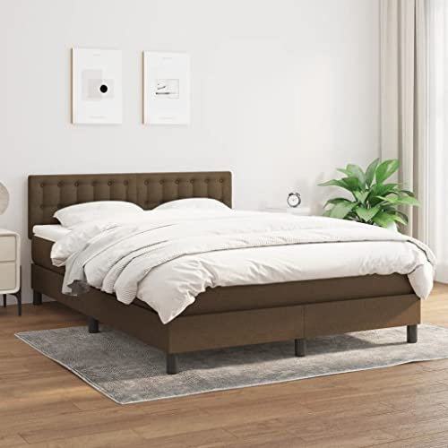 qohoio Boxspringbett mit Matratze Betten Mit Matratze Schlafzimmer Bett Boxspringbett Mit Matratze Dunkelbraun 140x200 cm Stoff / 3140380