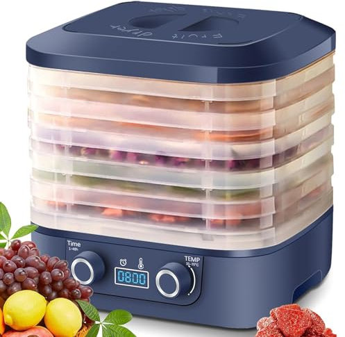 Déshydrateur Alimentaire Électrique – Sécheur Automatique pour Fruits & Viande 5 Niveaux avec Température & Minuteur Réglables, Plateaux Amovibles, pour Légumes, Jerky, Snacks Et Plus