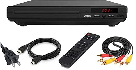 Maison Mini DVD Joueur DVD Lecteur de Disque for la télé avec H AV Câbles de Sortie Inclus 108 0P USB Saisir,Compatible avec La Plupart des Appareils(U-S)