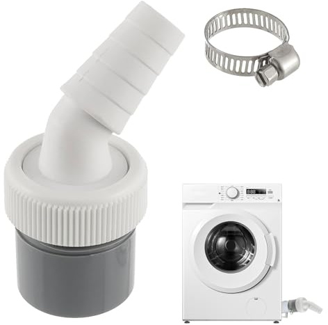 Adaptador de desagüe de lavadora, conector de lavadora, desagüe de lavadora, conector de lavadora de 1 1/4 pulgadas, para tubo de 40 mm de diámetro, entrada de 18 – 24 mm con abrazadera para manguera