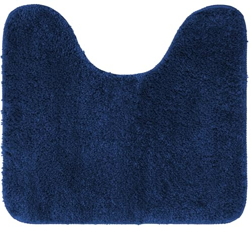Brandsseller WC Vorleger 45x50 cm mit Ausschnitt aus weichem Mikrofaserstoff rutschfeste Badteppichmatte für Toilette WC-Blau