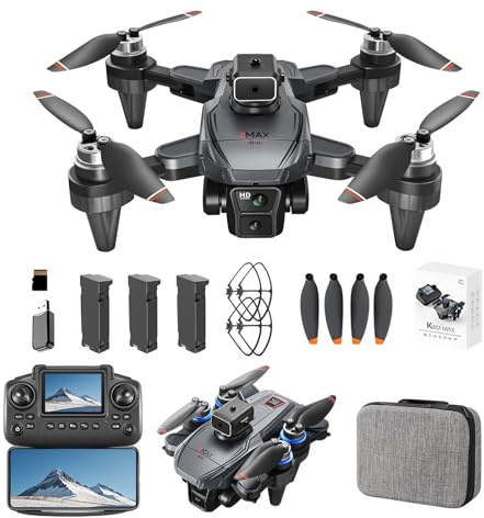 Dron GPS con cámara 4K EIS para principiantes, con función de evitación de obstáculos, control remoto con pantalla, motor sin escobillas, 48 minutos, retorno con un clic, Regalo para niños