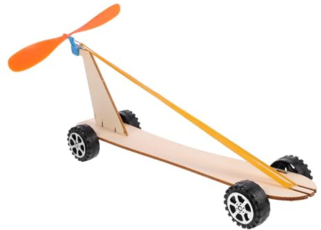 CORHAD Wooden Wind Powered Car Toy Rubber Band Power Educational Science Experiment Craft DIY Assembly for Boys and Girls Cars Toys