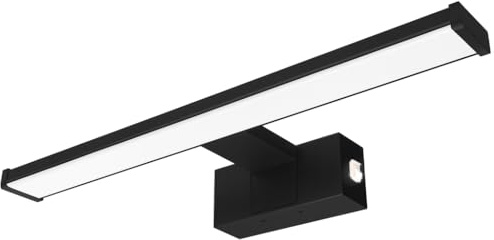 kalb | Spiegelleuchte Wandlampe, schwarz, 500mm, zur Wandmontage, wahlweise warmweiß oder neutralweiß, integrierter Netzschalter (neutralweiß)