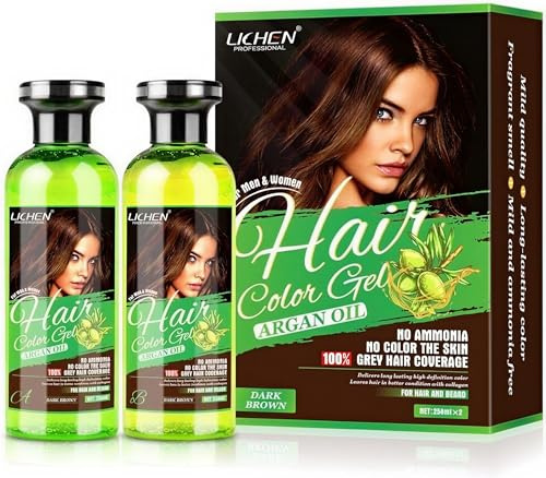 Big Dealz LICHEN Professional Hair Color Gel, Brown, Permanent Hair Dye, 2 x 258ml