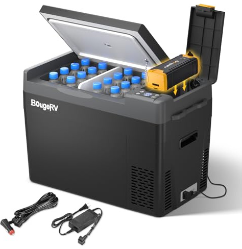BougeRV CRPRO Glacière à compresseur 29 l 12 V/24 V avec batterie portable 277 Wh Noir