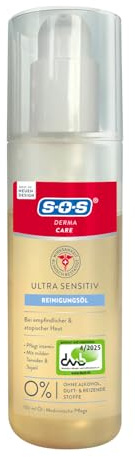 SOS Derma Care Reinigungsöl Ultra Sensitiv (150 ml)– Sanfte Gesichtsreinigung für empfindliche Haut – Mit Sojaöl & milden Tensiden – Entfernt Make-up & Sonnenschutz – Ohne Alkohol, Duft- & Reizstoffe
