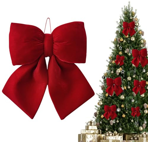 Ferakum Weihnachten Groß Schleifen Zierschleifen Anhänger, Weihnachtsdeko Weihnachtsbaumschmuck Rote Schleifen, Weihnachtsschleifen Geschenkschleife für Weihnachtskranz Dekorationen Geschenke (Rot L)