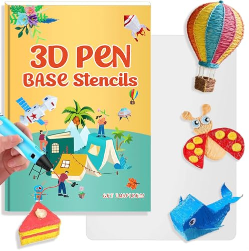 LEMONSTONE Livre de dessin d'impression 3D avec une plaque transparente, 42 feuilles et 65 motifs, pochoirs réutilisables pour enfants, pour stylo 3D, bricolage, cadeau, peinture graffiti, modèle