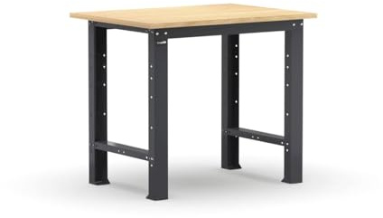 FAMI - Banco da Lavoro Garage Fisso Linea 391 in Acciaio con Piano in Multiplex di Faggio, Portata 1000 kg – Banco Officina Professionale Modulare, L1024×P750×H877 mm (Lunghezza 1024 mm)