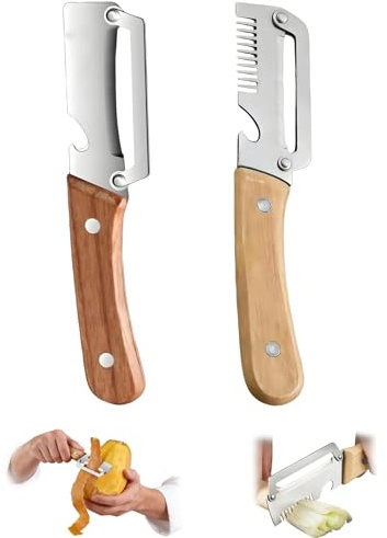 2 Piezas Cuchillo Pelador 3-1 Pelador de Verduras Multifuncional con Abridor de Botellas Rayadores, Pelador Patatas para Verduras, Cebolletas, Zanahoria, Cocina (Estándar + Mejora)