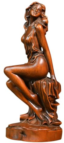Toddmomy Adorno de Estatua de Madera, Decoración de Diosa Antigua, Boj, Marrón, Superficie Lisa, Ligera, para Hogar y Mesa