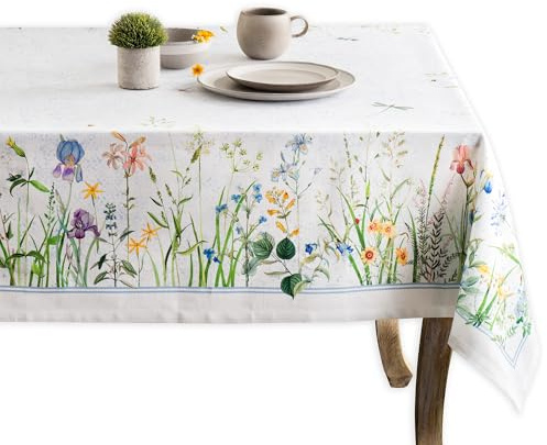 Maison d 'Hermine Fleurs De Mai, Tischdecke, 100% Baumwolle, für Küche, Esszimmer, Tischdekoration, Partys, Hochzeiten, Frühling und Sommer Square (54X54)