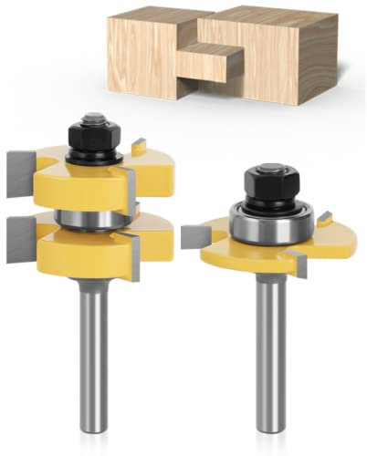 Fresa Scanalatura Set 8mm - APLUS 2pcs Set di Linguette e Scanalature, 3 Denti a Forma T Punte di Falegnameria, Strumento di Lavorazione del Legno