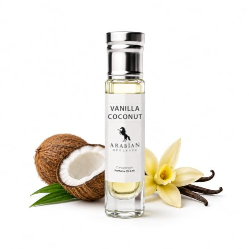Arabian Opulence FR291 VANILLA COCONUT Roll-on Parfümöl | Konzentriertes Parfüm Körperöl | Langanhaltendes Parfüm auf Ölbasis für Männer und Frauen | Reisegröße Alkoholfreies Parfümöl Flasche (6ml)