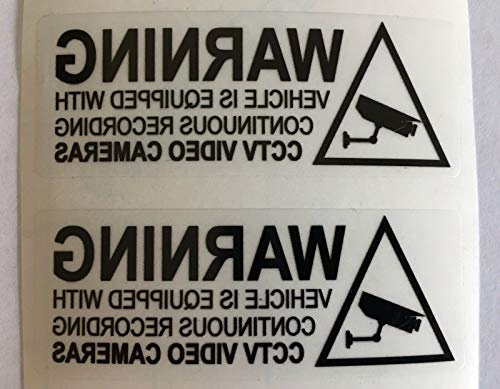 Fensteraufkleber mit Aufschrift Warning Recording CCTV On Board, Dashcam, Sicherheit, Auto, Van, Wohnmobil, Camper, Schwarz, 2 Stück