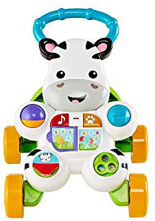 Fisher-Price Zebra Primi Passi Spingibile, Giocattolo Elettronico Educativo con Musica e Suoni, per Camminare, per Bambini di 6+ Mesi, Edizione: Inglese, Imballaggio ridotto, GXC31